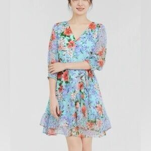 Sienna Sky Blue Floral Mini Dress